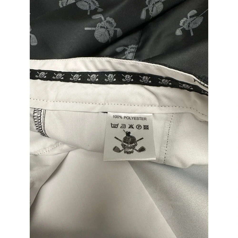 Tattoo Golf‎ Performance Shorts Mens 36 Black Skull Crossed Clubs Print